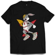 Bugs Bunny Jordan 7 Hare Shirt   Space Jam Sneaker Match Tee, Looney Tunes Basketball Graphic T-Shirt,Black Color,Size XL
