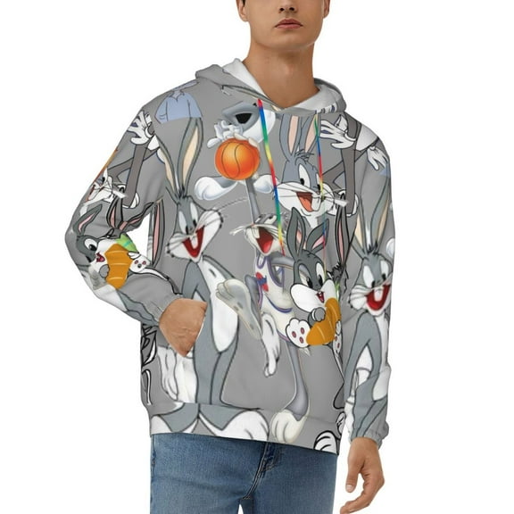 Bugs Bunny Men's Hoodie Novelty Pattern Long Sleeve Unisex Pullover Hoodies Casual Hooded Sweatshirt with Pocket
