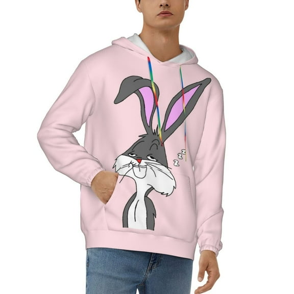 Bugs Bunny Men's Hoodie Novelty Pattern Long Sleeve Unisex Pullover Hoodies Casual Hooded Sweatshirt with Pocket