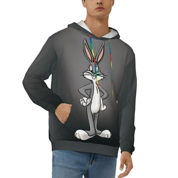 Bugs Bunny Men's Hoodie Novelty Pattern Long Sleeve Unisex Pullover Hoodies Casual Hooded Sweatshirt with Pocket