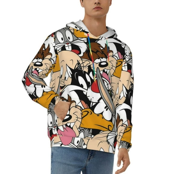 Bugs Bunny Men's Hoodie Novelty Pattern Long Sleeve Unisex Pullover Hoodies Casual Hooded Sweatshirt with Pocket