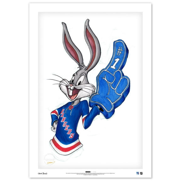 Bugs Bunny New York Rangers 24" x 36" Looney Tunes Fine Art Print - Limited Edition