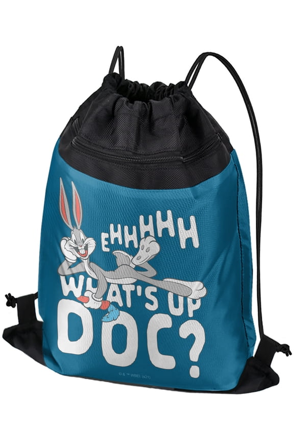 Bugs Bunny What's Up Doc? Drawstring Backpack Sports Bag Sackpack 17" x 13", Perfect for Gym, Yoga or Practice