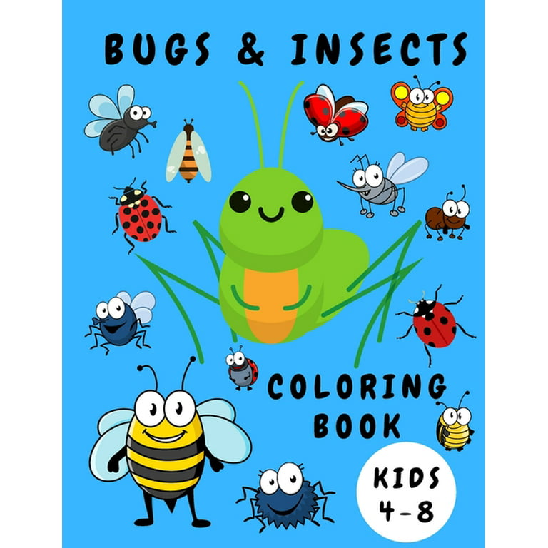 Watercolor Coloring Book Kids: (Vol.13: Insects with Fun Facts) 12 Adorable Coloring Pages + 12 Inspiring Reference Pages for Kids to copy. A