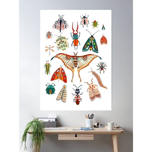 Bugs Of The World Poster Wall Art, Modern Wall Decor For Living Room Bedroom, 8x12 UNFRAMED