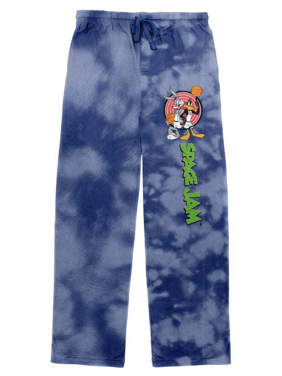 Bugs and Daffy Space Jam Men's Blue and White Cloud Sleep Pajama Pants-M