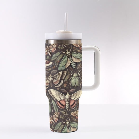 Bugs and Moth Tumbler: Insulated Stainless Steel Cup with Handle