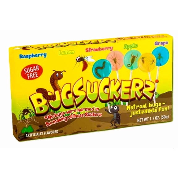 Bugsuckers Sugar-Free Lollipops with Edible Bugs, 5 Count, 1.7 oz