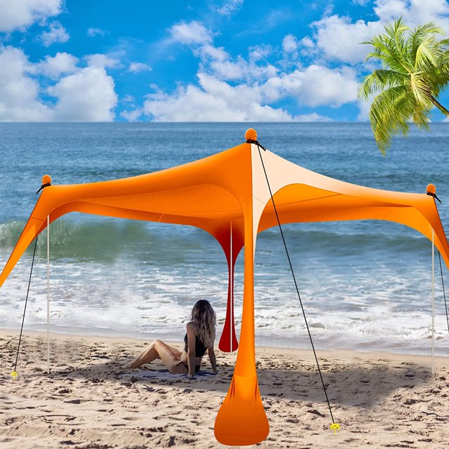 Buheco Beach Tent Pop Up Shade 10x10ft Beach Canopy Sun Shelter UPF50