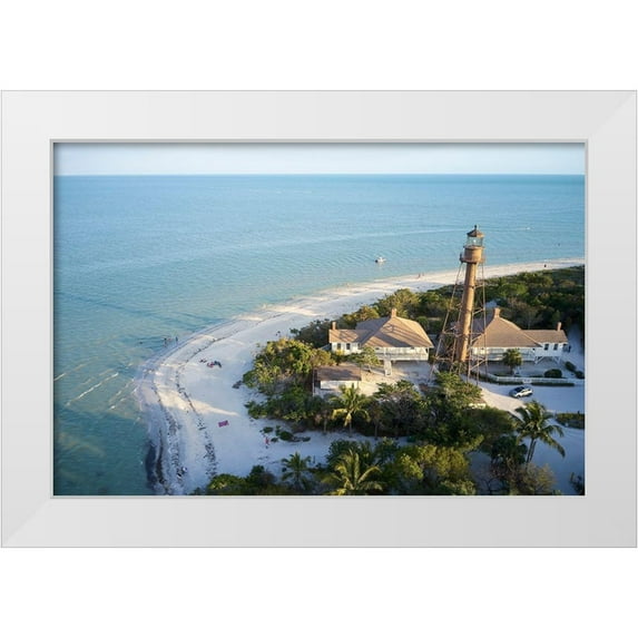Buhl, Karl 24x17 White Modern Wood Framed Museum Art Print Titled - The Sanibel Island Light or Point Ybel Light was one of the first lighthouses on Floridas Gulf Coast