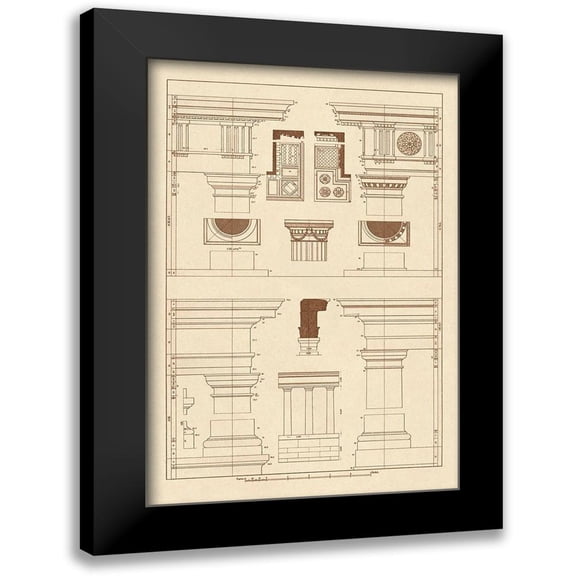 Buhlmann, J. 11x14 Black Modern Framed Museum Art Print Titled - Doric, Tuscan Orders and Columns