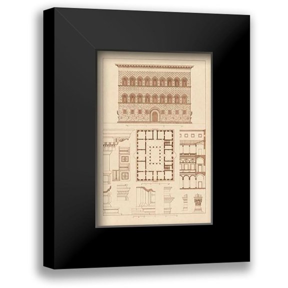 Buhlmann, J. 11x14 Black Modern Framed Museum Art Print Titled - Palazzo Strozzi at Florence
