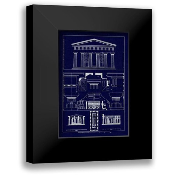 Buhlmann, J. 11x14 Black Modern Framed Museum Art Print Titled - Temple of Vintageeidon at Paestum (Blueprint)