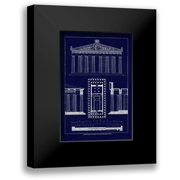 Buhlmann, J. 11x14 Black Modern Framed Museum Art Print Titled - The Parthenon at Athens (Blueprint)