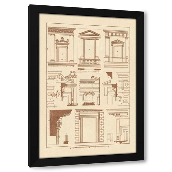 J. Buhlmann 11x14 Black Modern Wood Framed Wall Art Titled - Windows of Palazzo Non Finito, Palace and House at Rome