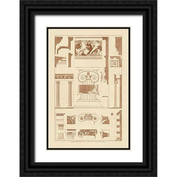Buhlmann, J. 11x14 Black Ornate Wood Framed with Double Matting Museum Art Print Titled - Ionic Orders and Capitals, Polychrome