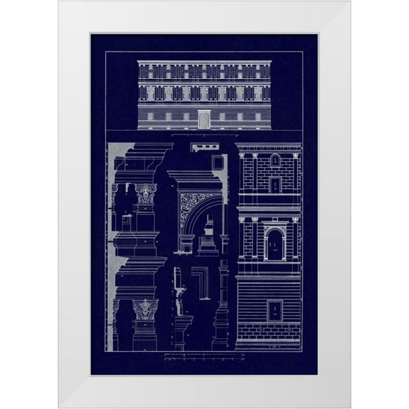 Buhlmann, J. 11x14 White Modern Wood Framed Museum Art Print Titled - Palazzo Giraud at Rome (Blueprint)