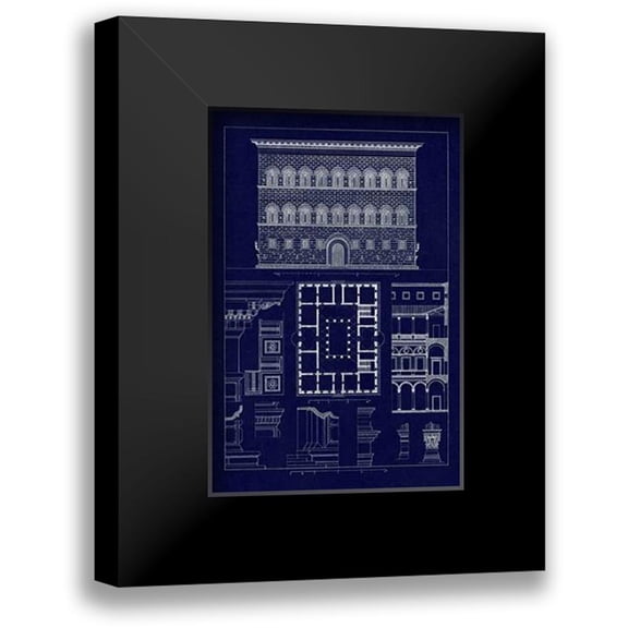 Buhlmann, J. 13x18 Black Modern Framed Museum Art Print Titled - Palazzo Strozzi at Florence (Blueprint)