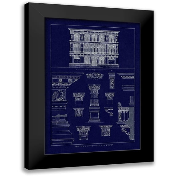 Buhlmann, J. 13x18 Black Modern Framed Museum Art Print Titled - Palazzo Vendramin-Calergi at Venice (Blueprint)