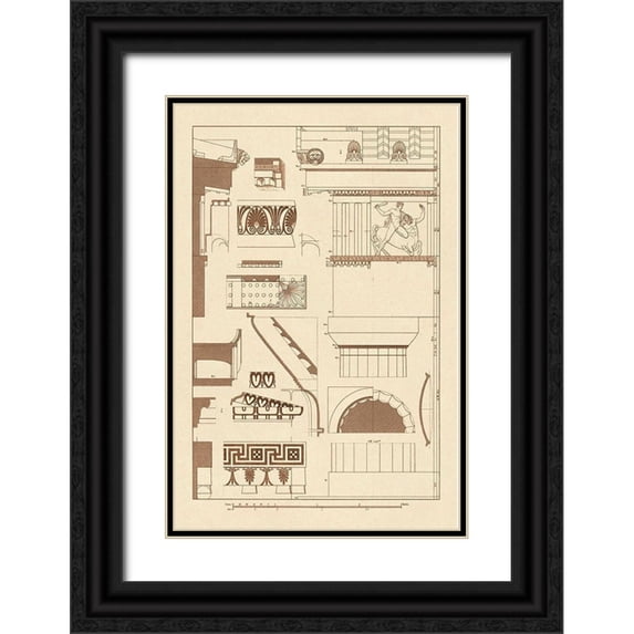 Buhlmann, J. 13x18 Black Ornate Wood Framed with Double Matting Museum Art Print Titled - Details of Parthenon at Athens