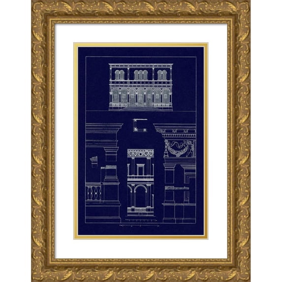 Buhlmann, J. 13x18 Gold Ornate Wood Framed with Double Matting Museum Art Print Titled - Palazzo del Consiglio at Padua, Villa Farnesia (Blueprint)