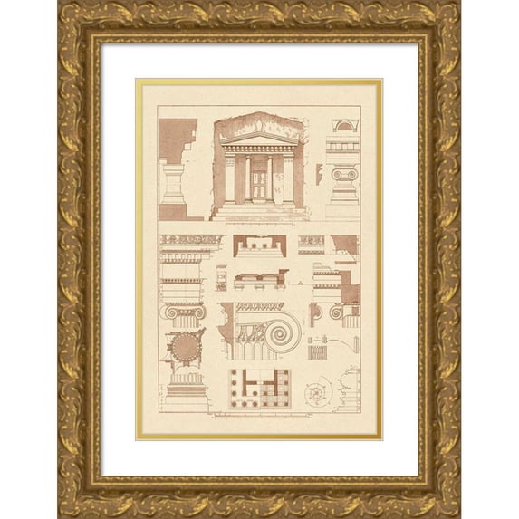 Buhlmann, J. 13x18 Gold Ornate Wood Framed with Double Matting Museum Art Print Titled - Tomb of Amyntas and Temple of Athena Polias