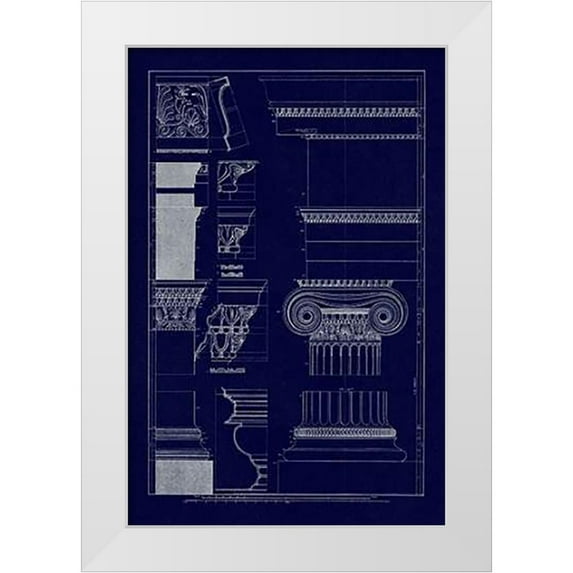 Buhlmann, J. 13x18 White Modern Wood Framed Museum Art Print Titled - Details from the North Portico of the Erechtheum (Blueprint)