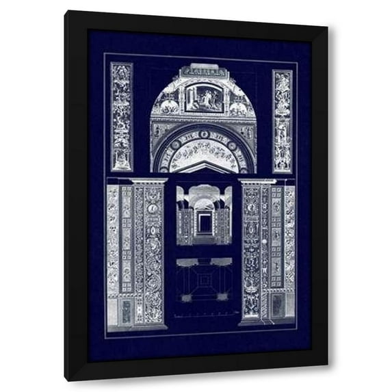 J. Buhlmann 17x24 Black Modern Wood Framed Wall Art Titled - Decoration of the Second Corridor of the Loggie in the Vatican (Blueprint)