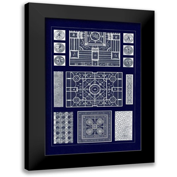 Buhlmann, J. 17x24 Black Modern Framed Museum Art Print Titled - Painted Ceilings and Pavements from Pompeii (Blueprint)