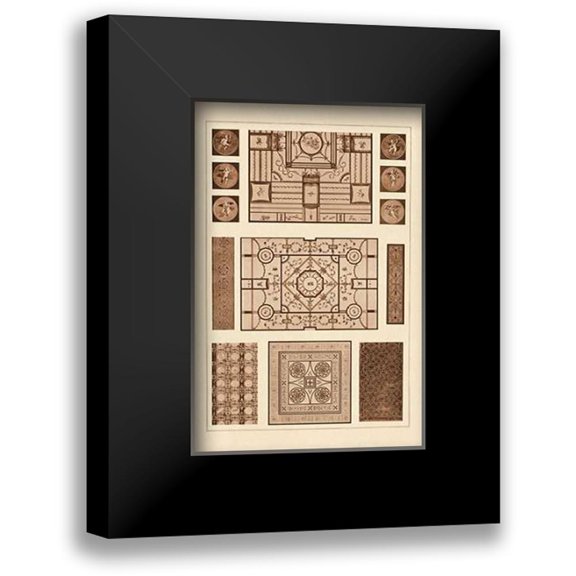 Buhlmann, J. 17x24 Black Modern Framed Museum Art Print Titled - Painted Ceilings and Pavements from Pompeii