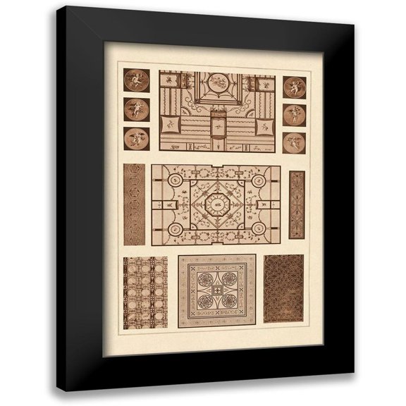 Buhlmann, J. 17x24 Black Modern Framed Museum Art Print Titled - Painted Ceilings and Pavements from Pompeii