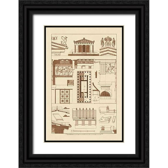 Buhlmann, J. 17x24 Black Ornate Wood Framed with Double Matting Museum Art Print Titled - Temples and Roofings
