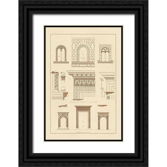 Buhlmann, J. 17x24 Black Ornate Wood Framed with Double Matting Museum Art Print Titled - Windows and Doorways of the Renaissance