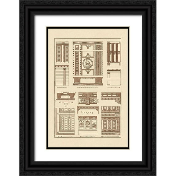 Buhlmann, J. 23x32 Black Ornate Wood Framed with Double Matting Museum Art Print Titled - Ceilings with Visible Course of Beams