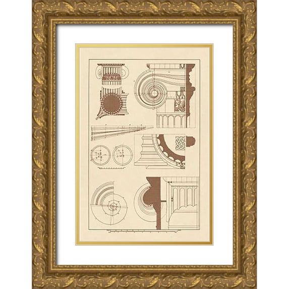 Buhlmann, J. 23x32 Gold Ornate Wood Framed with Double Matting Museum Art Print Titled - Capitals of the Erechtheum