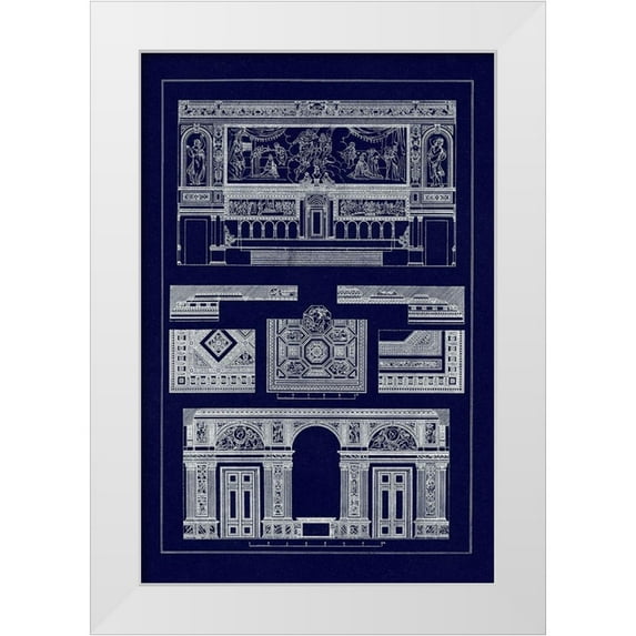 Buhlmann, J. 23x32 White Modern Wood Framed Museum Art Print Titled - Decoration of Large Halls (Blueprint)
