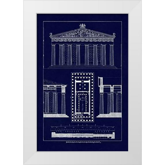 Buhlmann, J. 23x32 White Modern Wood Framed Museum Art Print Titled - The Parthenon at Athens (Blueprint)