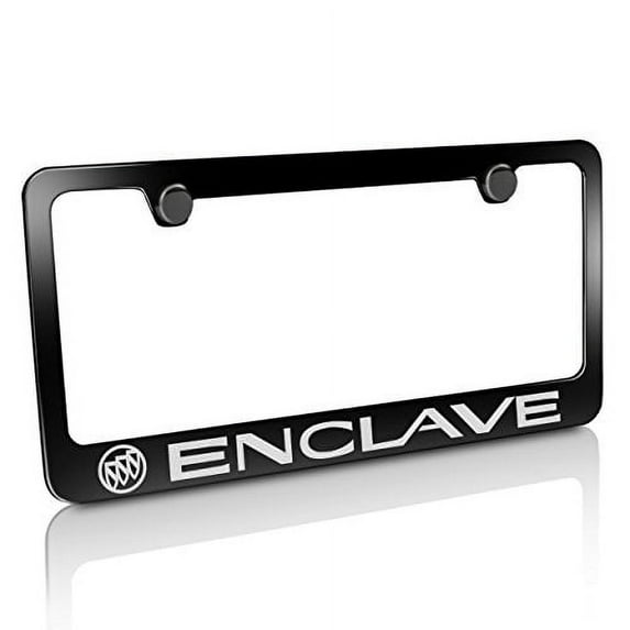 Buick Enclave Engraved Black Powder Finish Metal License Plate Frame