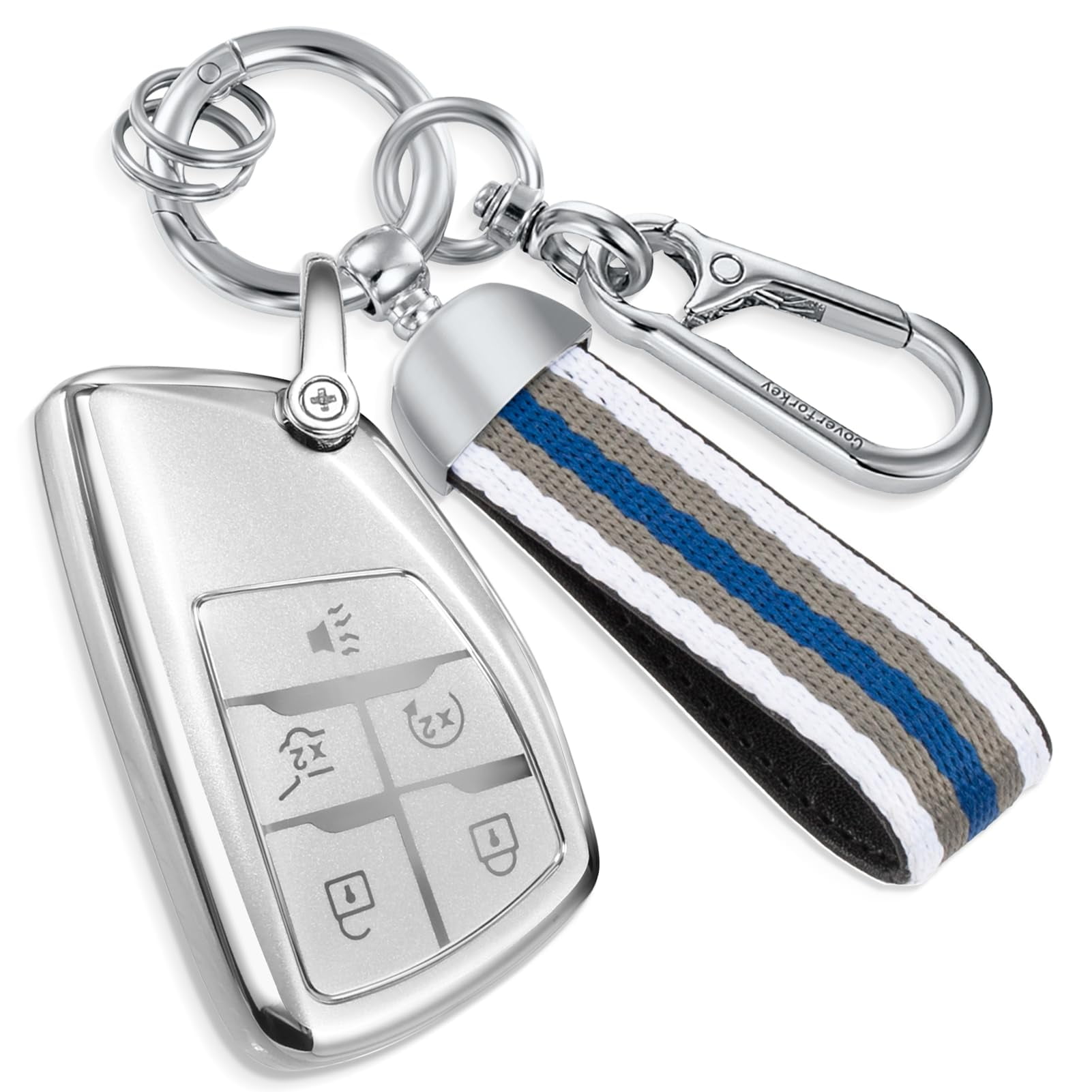 EKALA For Honda Odyssey Key Fob Cover With Leather Keychain, 7 Buttons Soft TPU Case, Compatible With 2018-2024 Odyssey Elite Touring EXL Sport EX, White - View #5