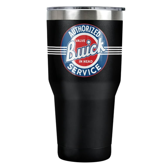 Buick Official 1920S Vintage Service Logo 30 oz Travel Tumbler, Stainless Steel, Vacuum Insulated with Leak Resistant Slide-Lock Lid