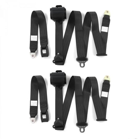 Buick Roadmaster 1954-1956 Standard 3 Point Black Retractable Bucket Seat Belt Kit - 2 Belts