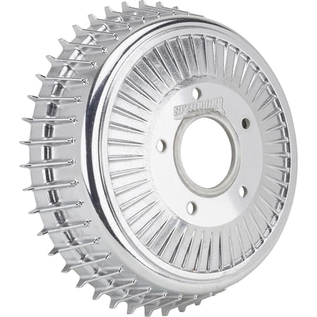 Buick-Style Polished Finned Brake Drum for Ford Spindles, 12 x 2