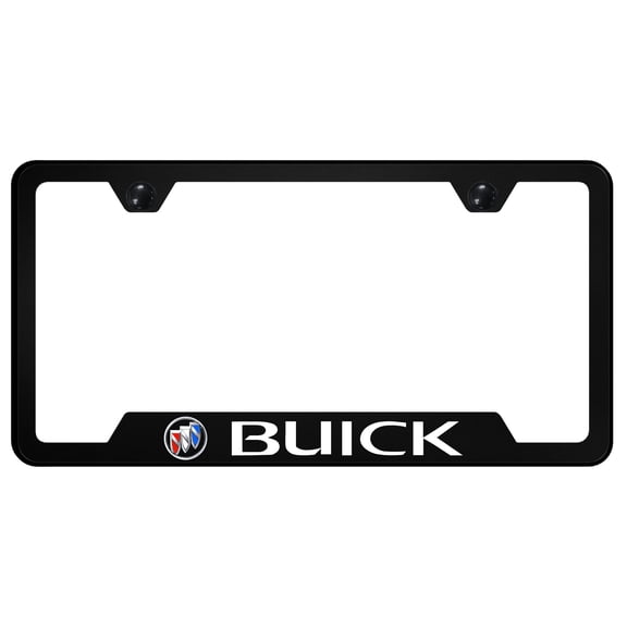 Buick (Tri-Color) Notched License Plate Frame Logo on Black Polycarbonate