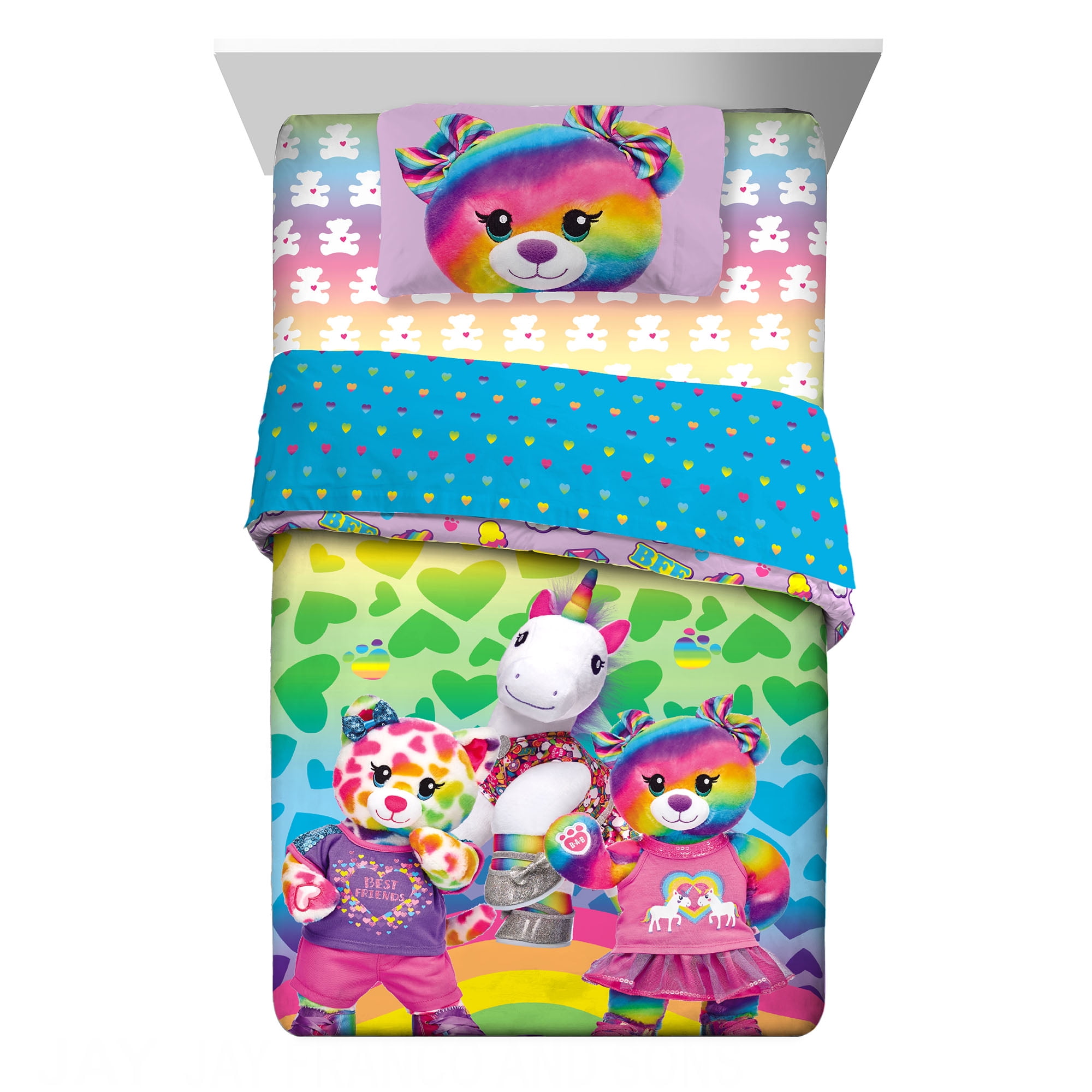 BuildABear Kids Twin Bed in a Bag, Comforter and Sheets