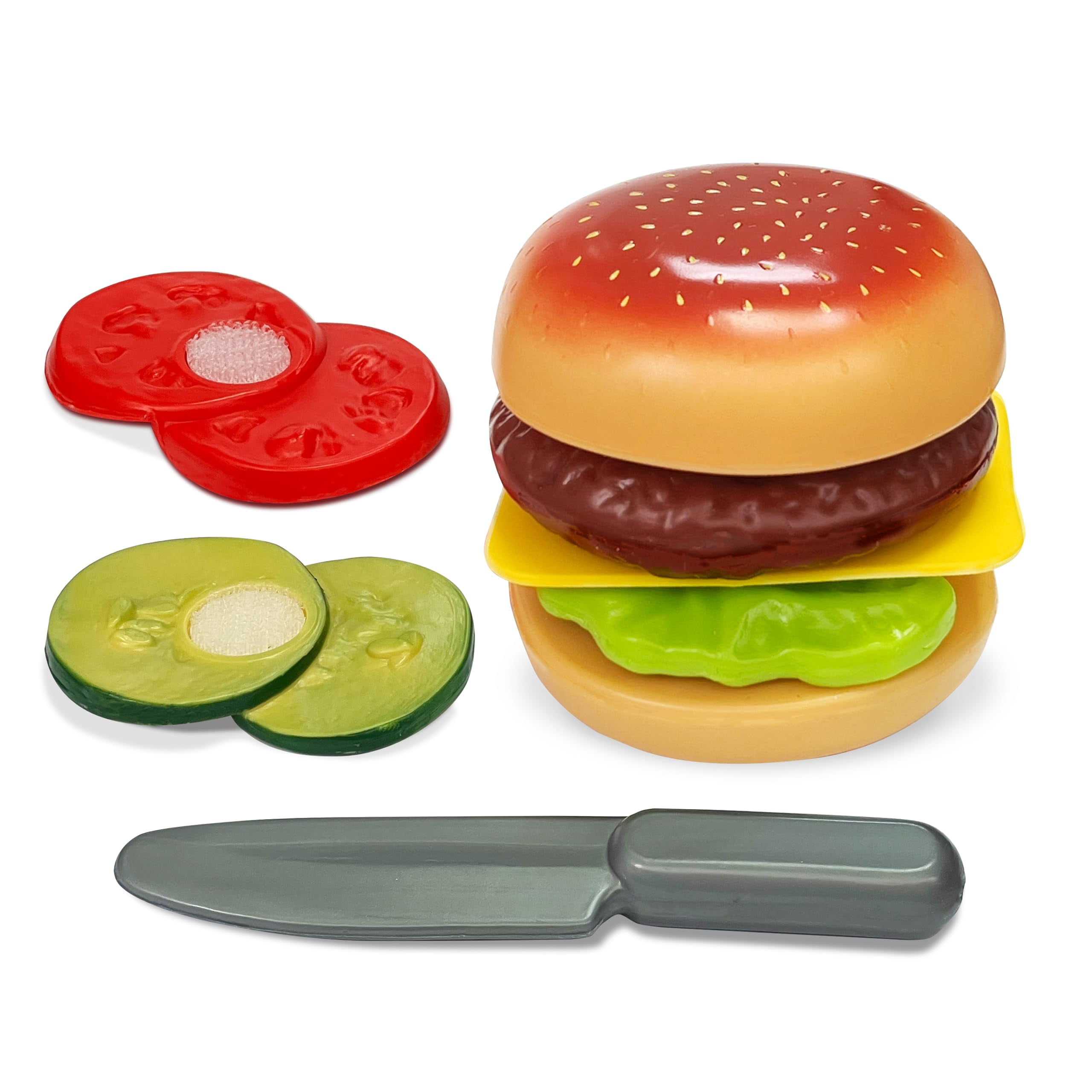 Small World Toys Build-A-Burger Pretend Play Food Set for Kids Ages 3+ Kitchen accessories, Mix and match pieces, Creative role play, Fine motor skills, Imaginative learning, Great birthday gift