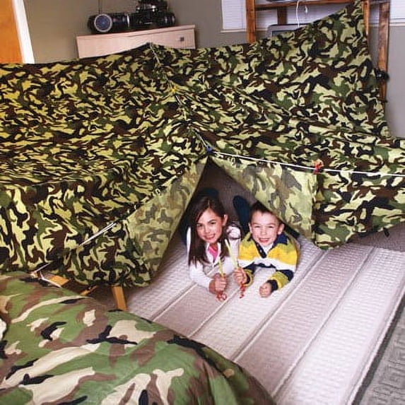Build A Fort For Kids with Camouflage Aesthetic - 18 Pieces with Bag