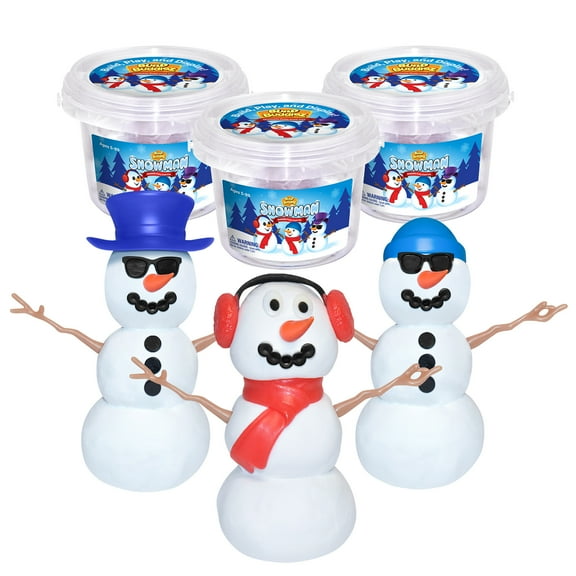 Build Buddiez: Snowman Craft Kit 3 Pack Build-Play-Display, Customize 3 Putty Snowmen, Winter-Christmas-Holiday Parties, Stocking Stuffer, Kids 5+