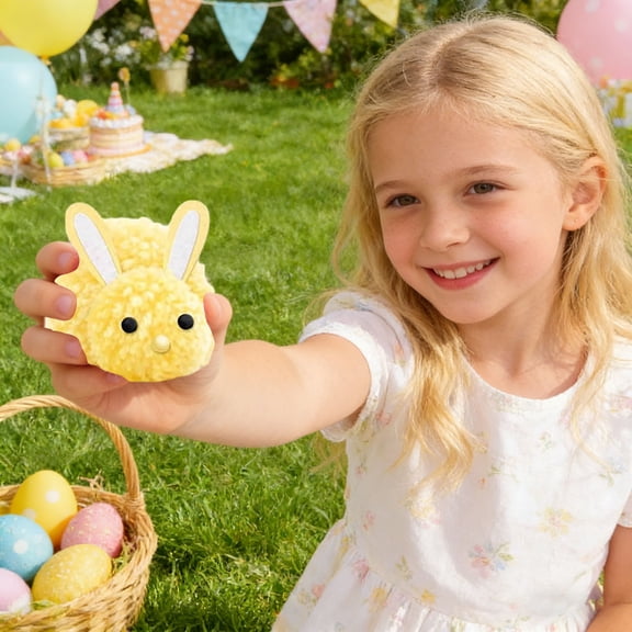 Build a Bunny Easter Craft Kit, Build Your Own Bunny DIY Decoration, DIY Bunny Craft Pack with Pom Poms, Felt Ears & Pipe Cleaners, Easter Basket Stuffer, Individually Packaged,D