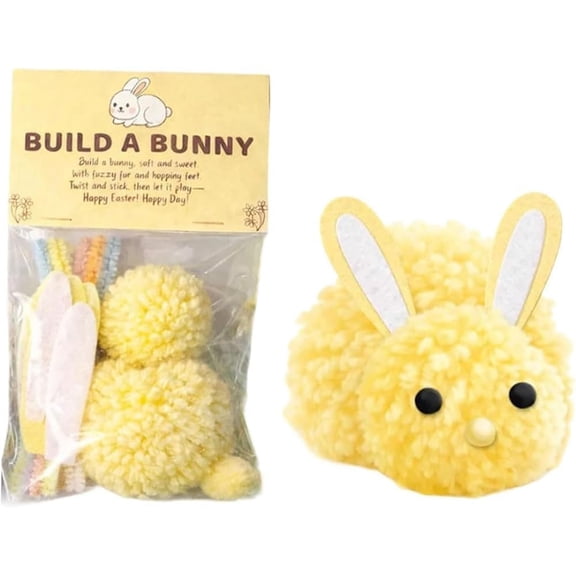 Build a Bunny Easter Craft Kit, Build Your Own Bunny DIY Decoration, DIY Bunny Craft Pack with Pom Poms, Felt Ears & Pipe Cleaners, Easter Basket Stuffer, Individually Packaged