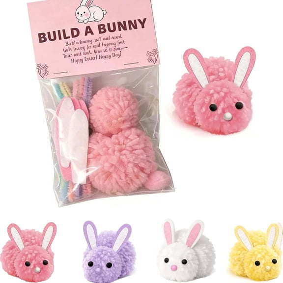 Build a Bunny Easter Craft Kit, DIY Make Your Own Bunny Decorations Set, Handmade DIY Cute Easter Rabbit Ornaments Arts Crafts Kit, Creative Holiday Party Keepsake Gift